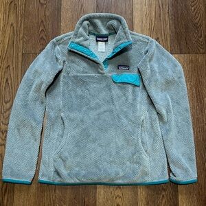 Patagonia Teal and Gray Fleece Jacket
